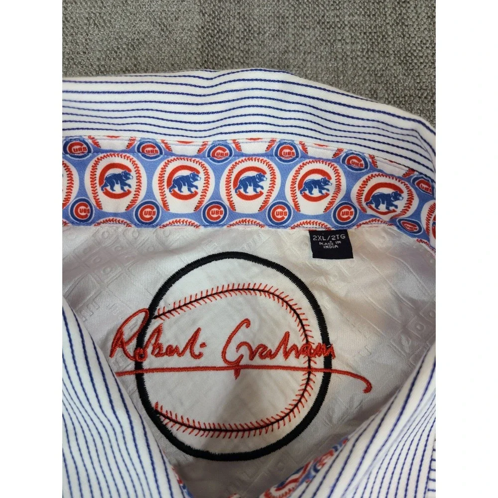 Robert Graham Shirt Mens XXL MLB Chicago Cubs Licensed Baseball Flip Cuff Rare